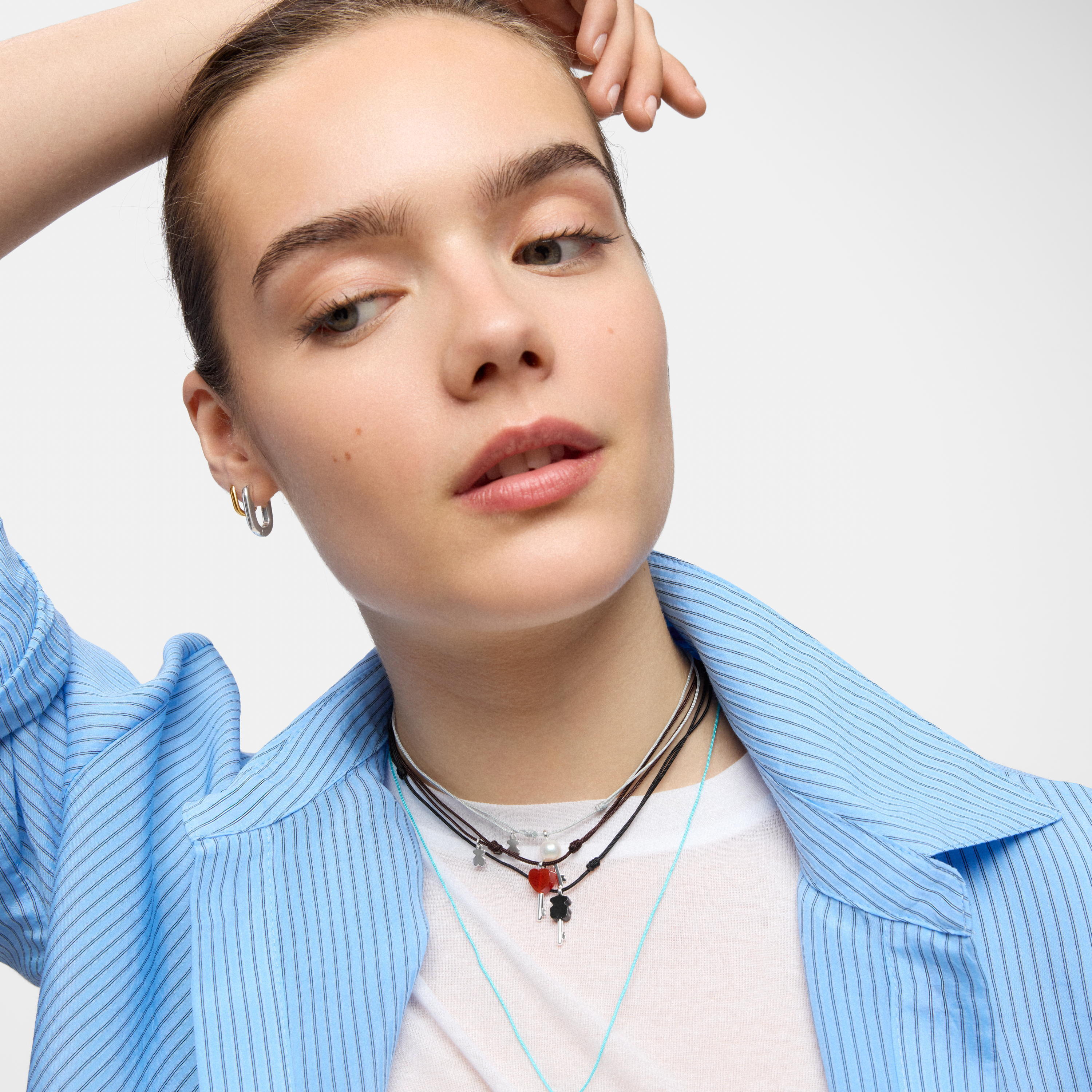 Silver, brown nylon and carnelian Necklace TOUS Unlock