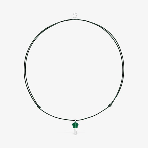 Collar de plata, nylon verde y calcedonia TOUS Unlock