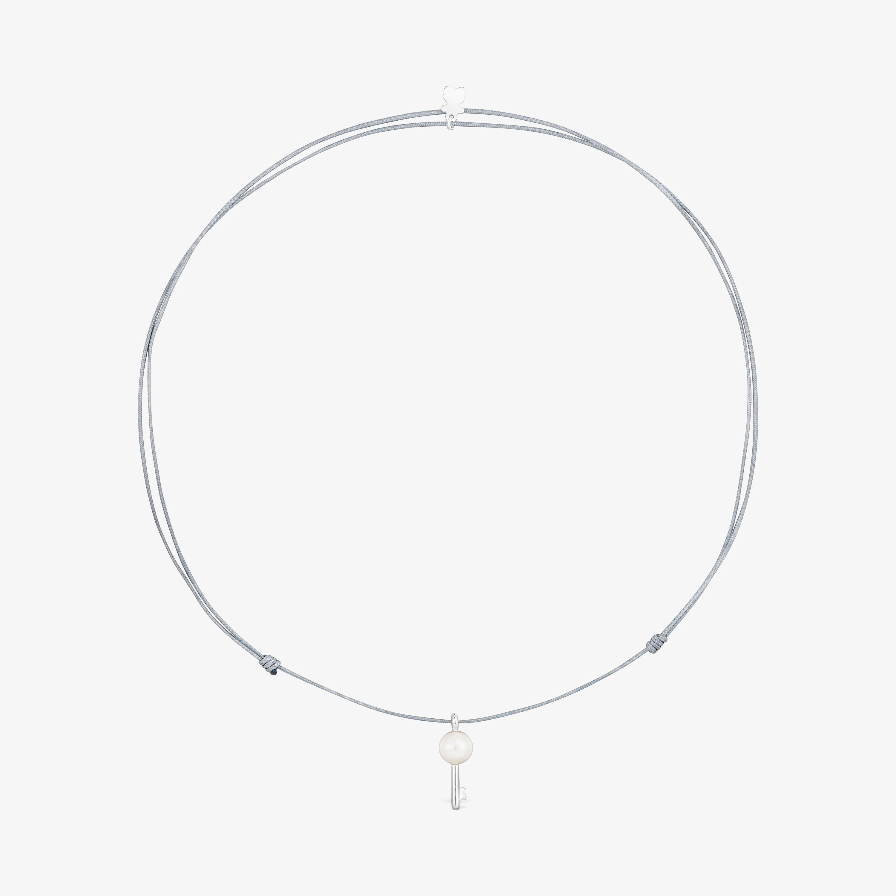 Silver, gray nylon and cultured pearl Necklace TOUS Unlock