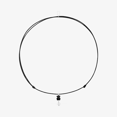 Collar de plata, nylon negro y &oacute;nix TOUS Unlock
