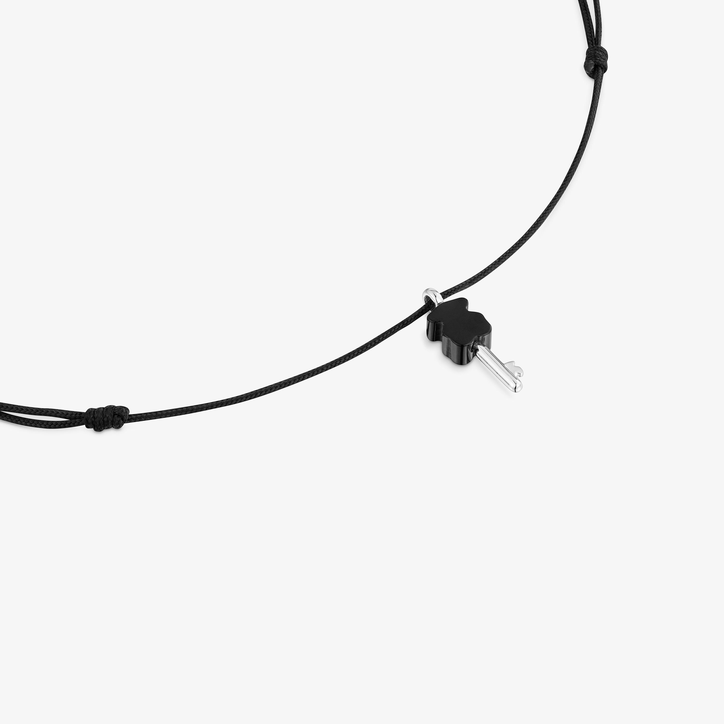 Silver, black nylon, and onyx Necklace TOUS Unlock