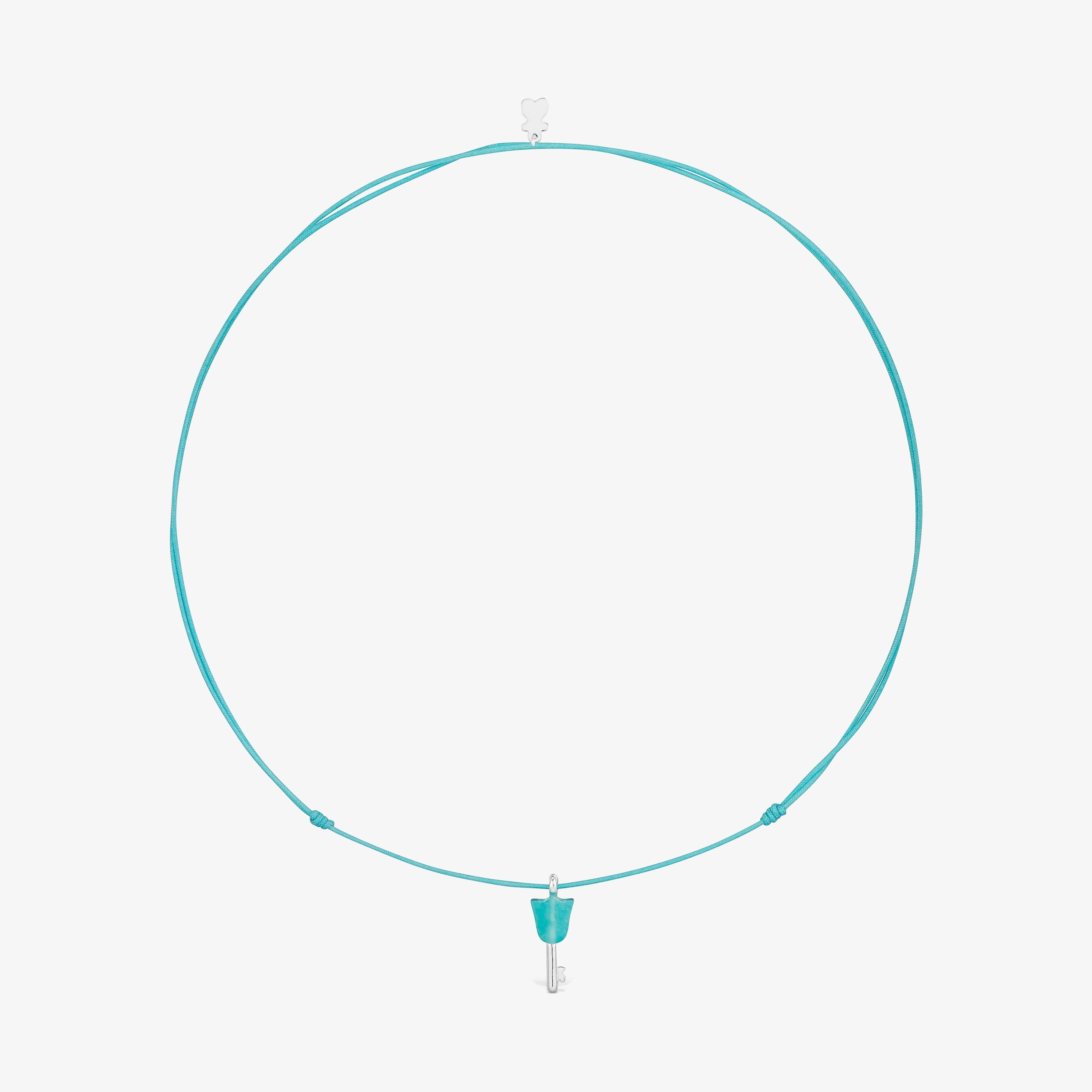 Silver, turquoise nylon and amazonite Necklace TOUS Unlock