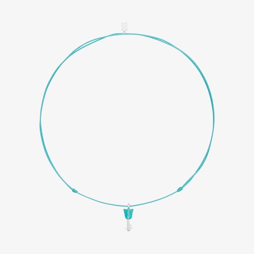 Collar de plata, nylon turquesa y amazonita TOUS Unlock