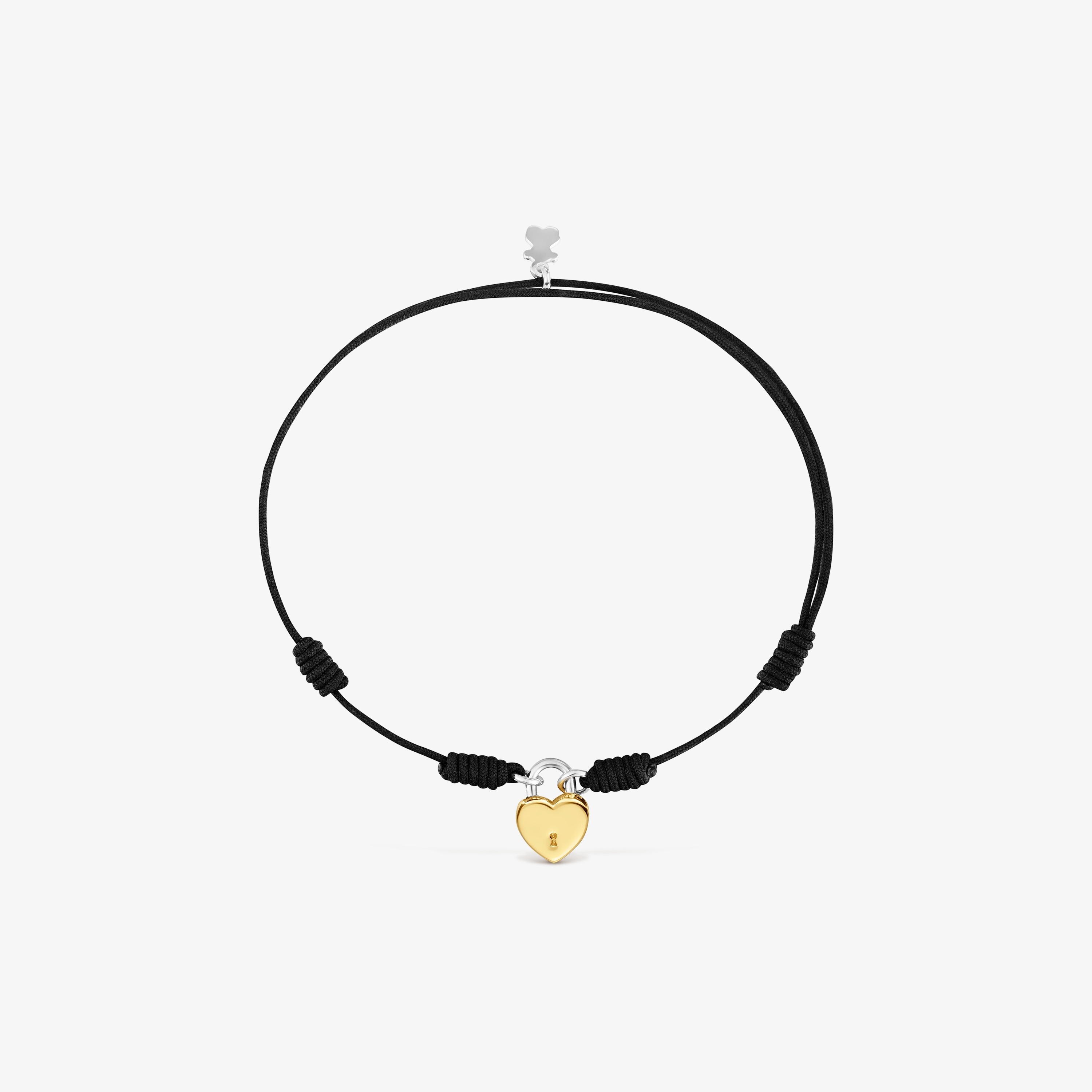 Black nylon Bracelet with two-tone heart padlock motif TOUS Unlock