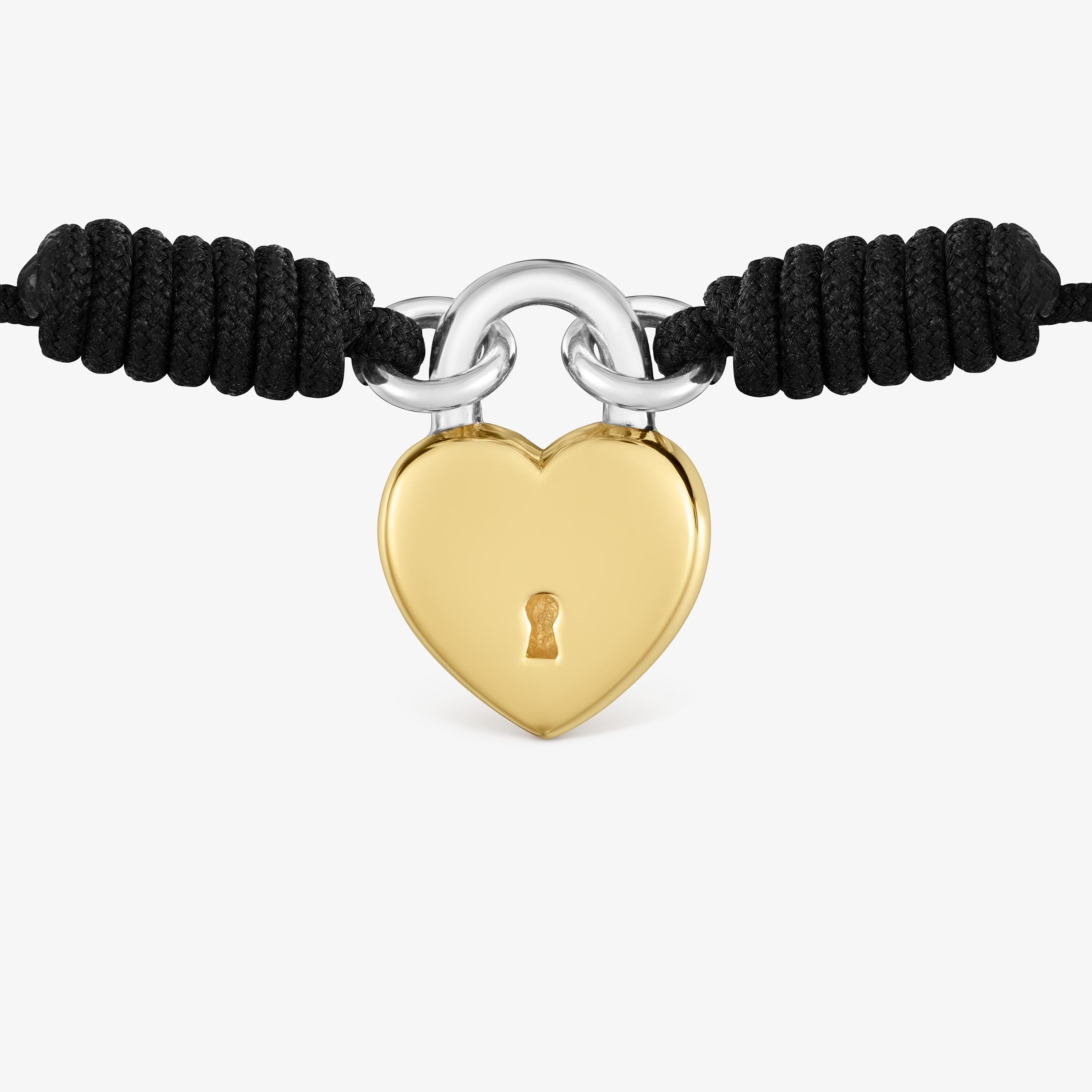 Black nylon Bracelet with two-tone heart padlock motif TOUS Unlock