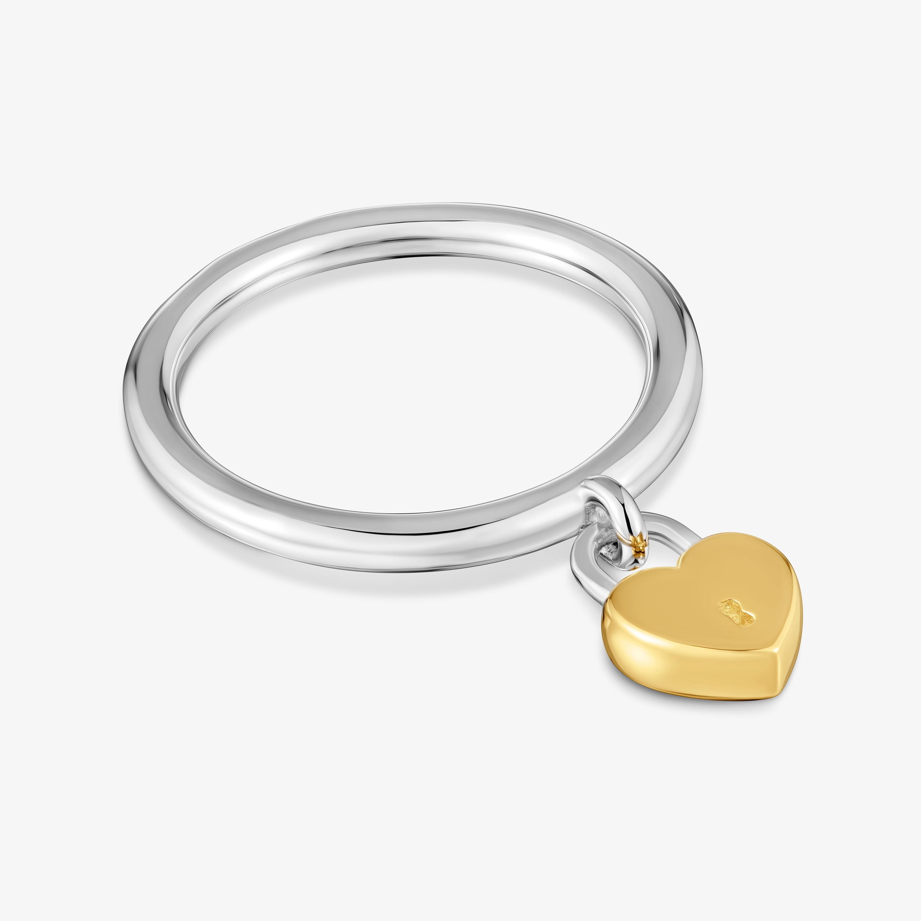 Two-tone heart padlock motif Ring TOUS Unlock