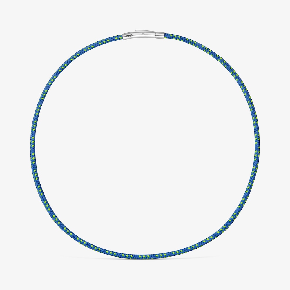 Collar con cord&oacute;n azul y acero TOUS Basics