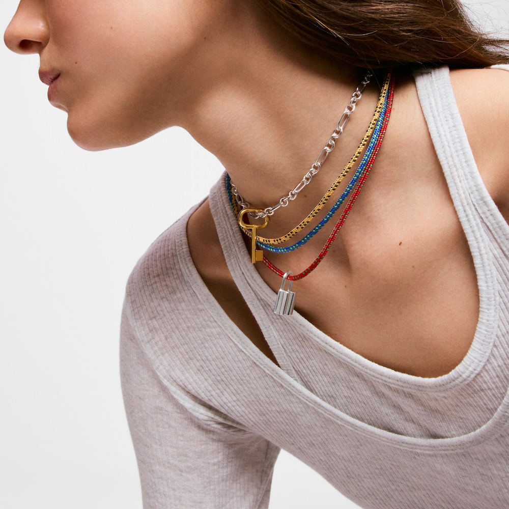 Collar con cord&oacute;n azul y acero TOUS Basics