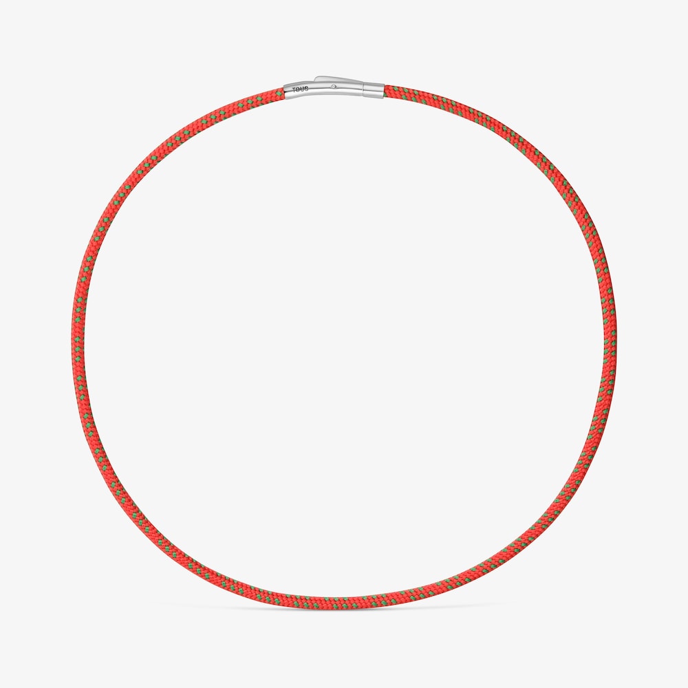 Collar con cord&oacute;n rojo y acero TOUS Basics