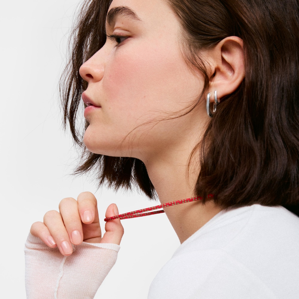 Collar con cord&oacute;n rojo y acero TOUS Basics
