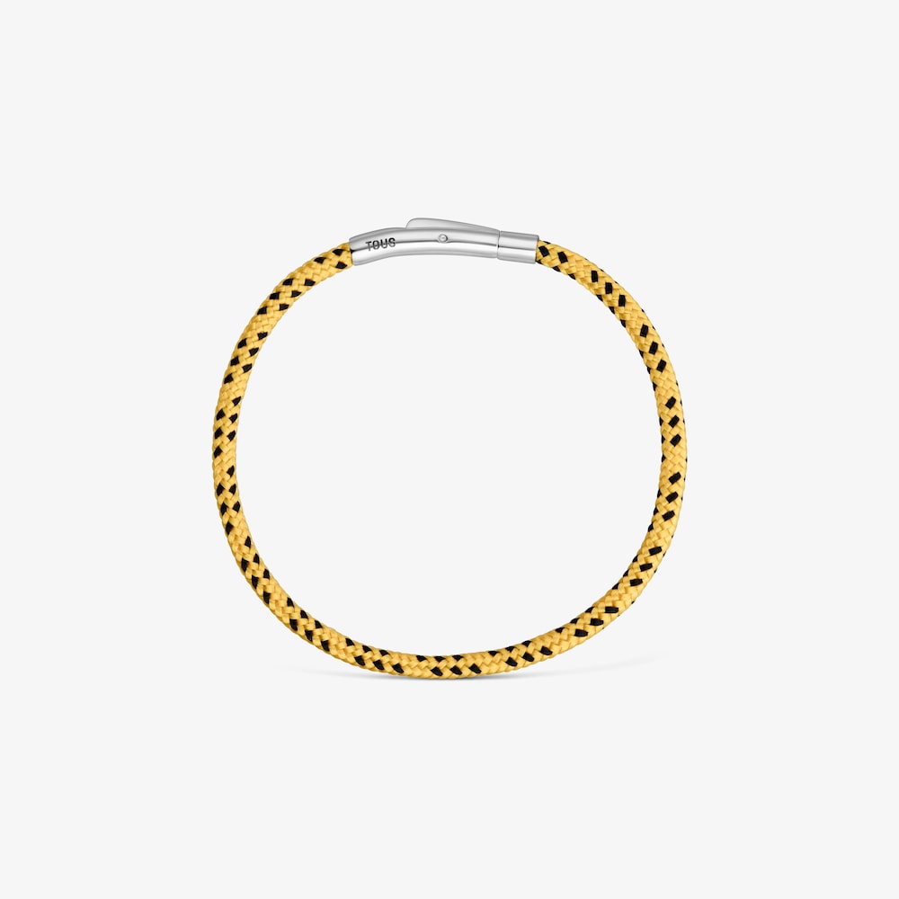 Pulsera con cord&oacute;n amarillo y acero TOUS Basics