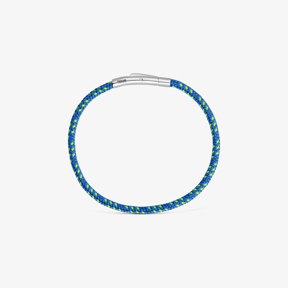 Pulsera con cord&oacute;n azul y acero TOUS Basics