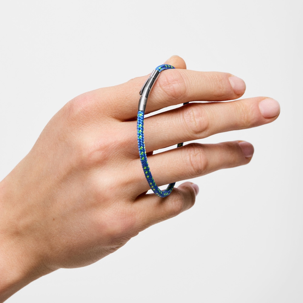 Pulsera con cord&oacute;n azul y acero TOUS Basics