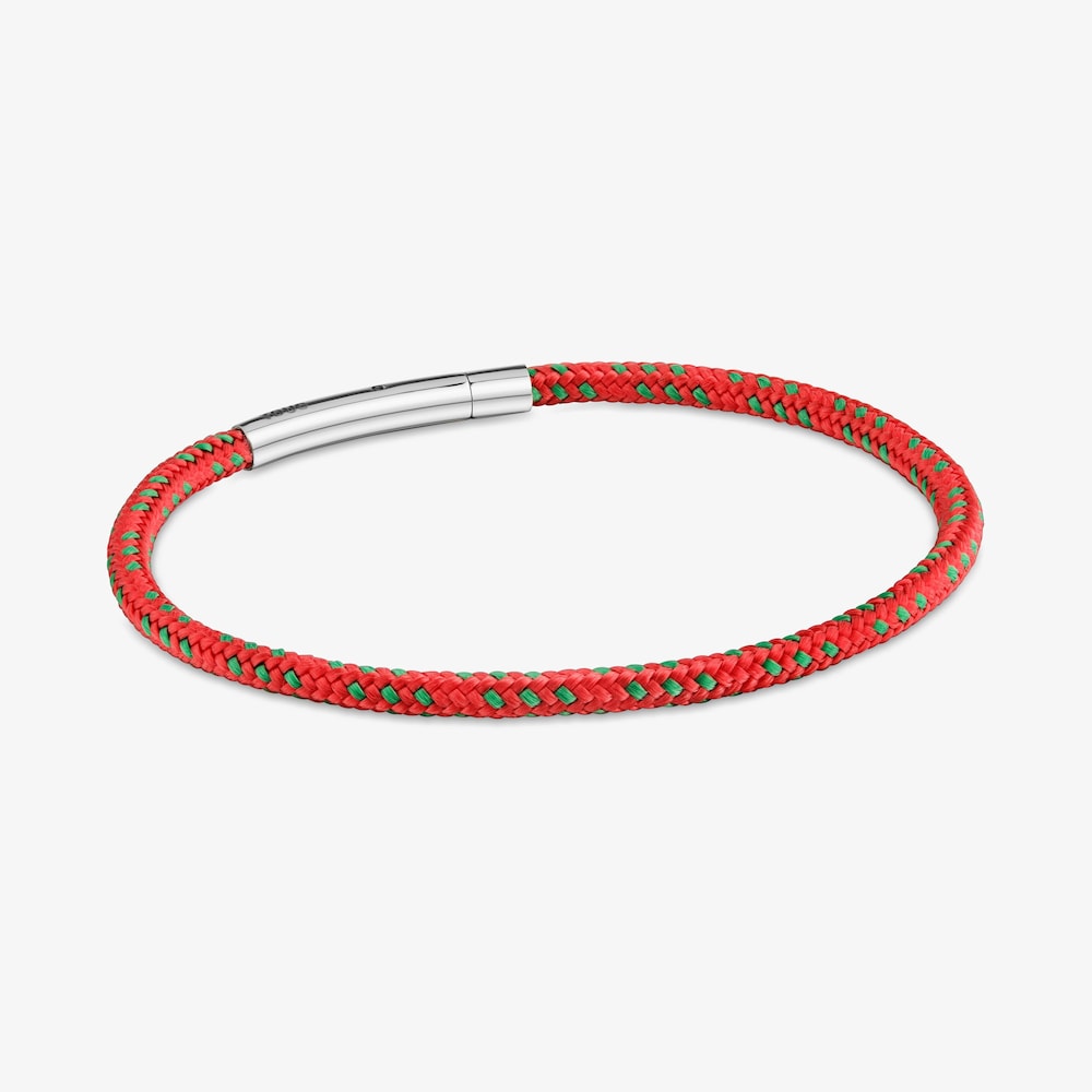Pulsera con cord&oacute;n rojo y acero TOUS Basics