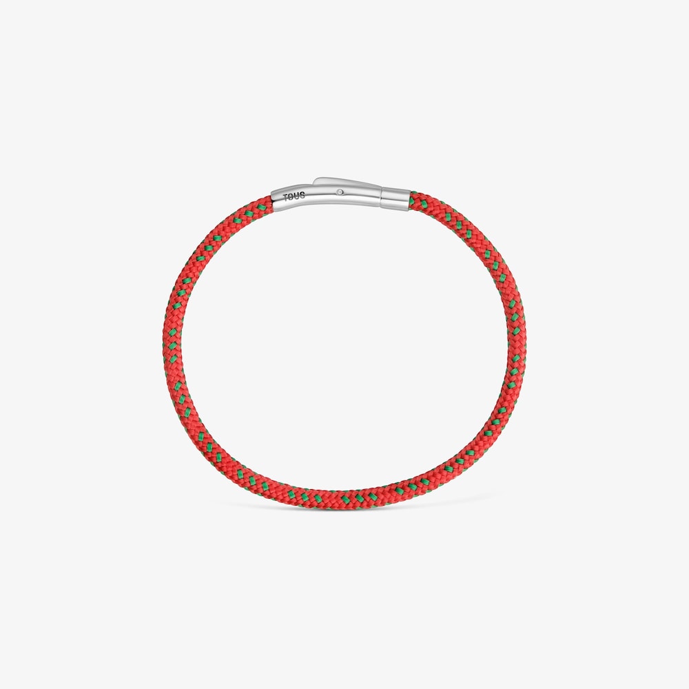 Pulsera con cord&oacute;n rojo y acero TOUS Basics