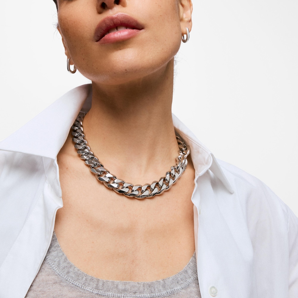 Ocelov&yacute; řet&iacute;zkov&yacute; n&aacute;hrdeln&iacute;k s&nbsp;ploch&yacute;mi čl&aacute;nky TOUS Basics