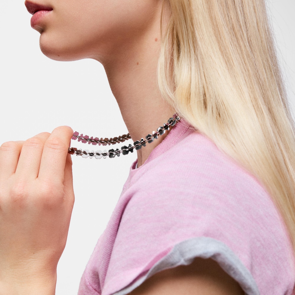 Collar corto de acero con motivos oso Carrusel