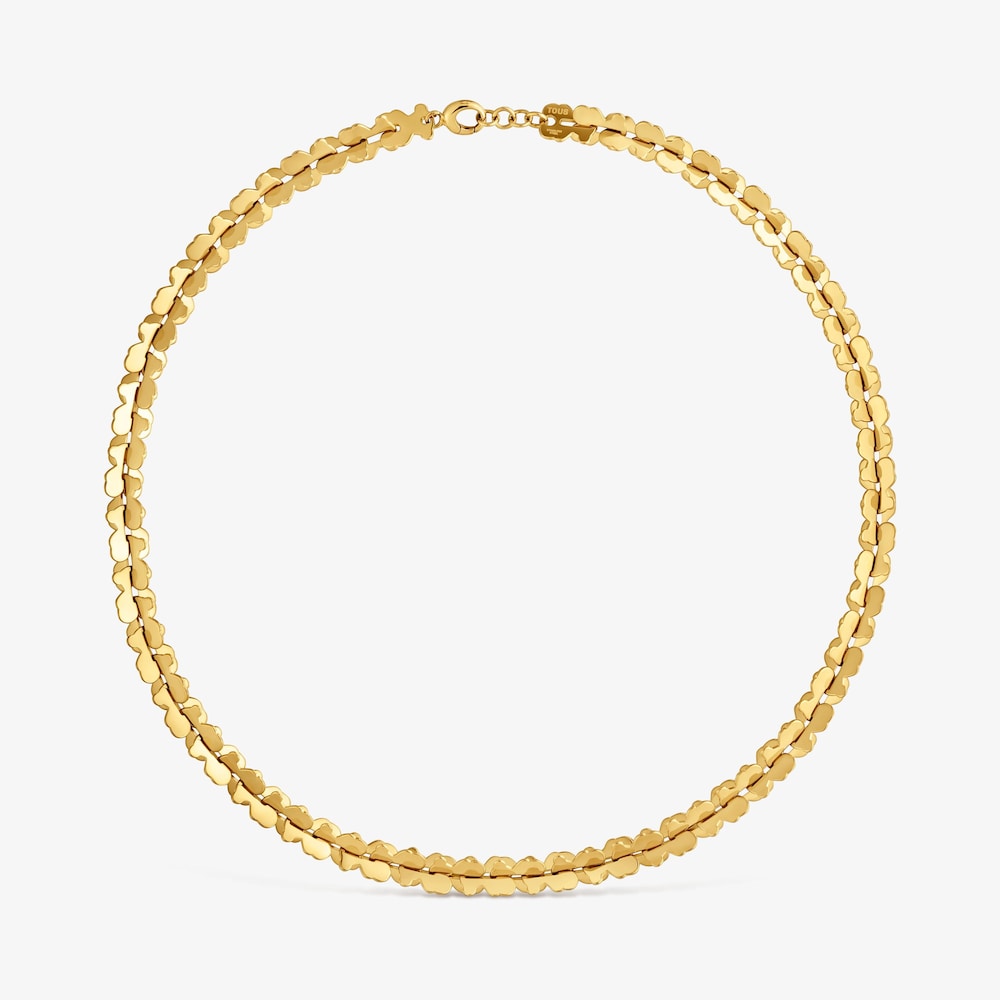 Kr&aacute;tk&yacute; ocelov&yacute; N&aacute;hrdeln&iacute;k v&nbsp;barvě zlata s&nbsp;motivy medv&iacute;dka TOUS Carrusel