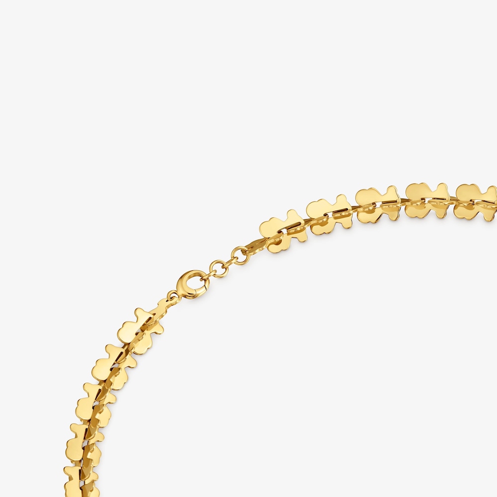 Kr&aacute;tk&yacute; ocelov&yacute; N&aacute;hrdeln&iacute;k v&nbsp;barvě zlata s&nbsp;motivy medv&iacute;dka TOUS Carrusel