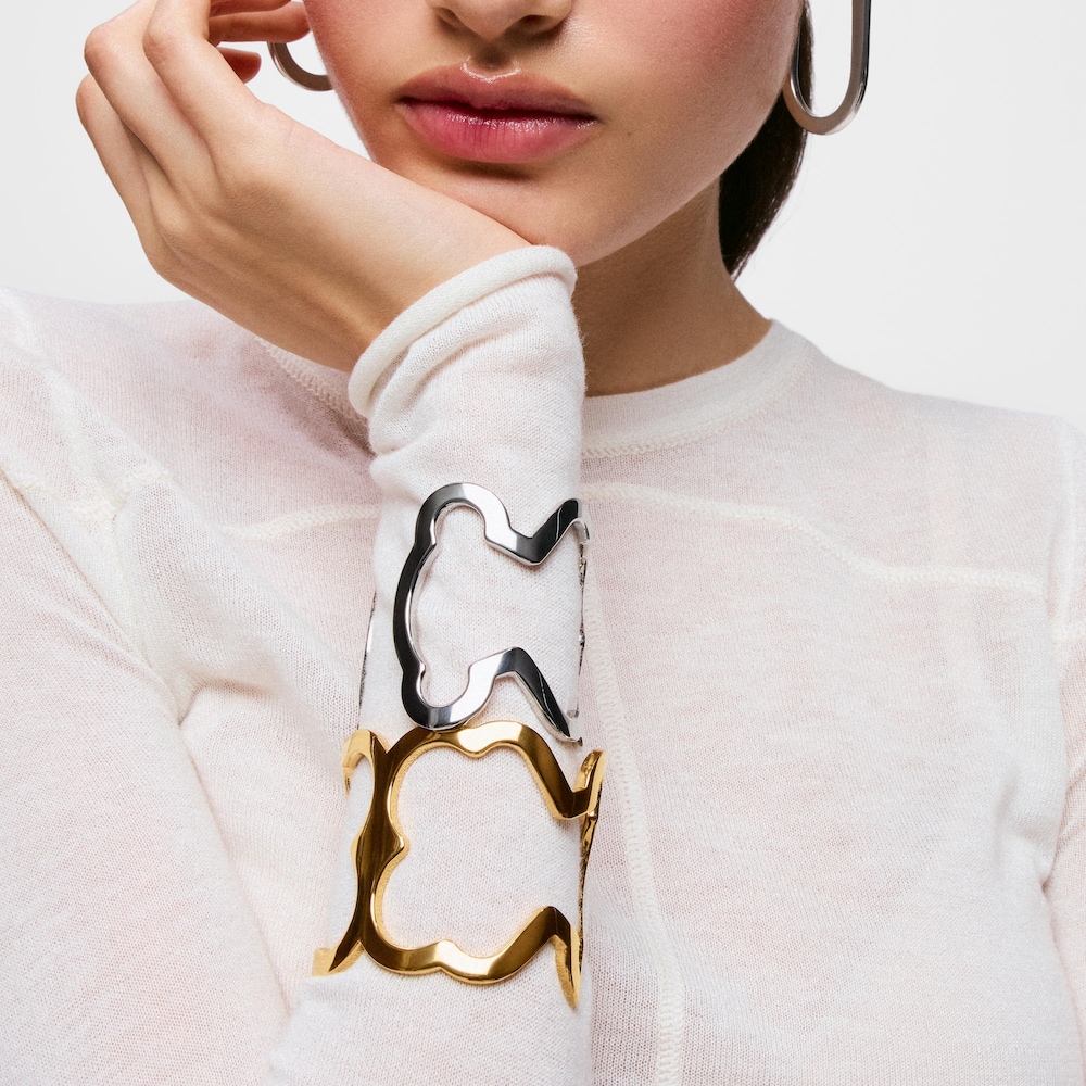 Pulsera esclava xl de acero en color dorado con silueta oso Carrusel