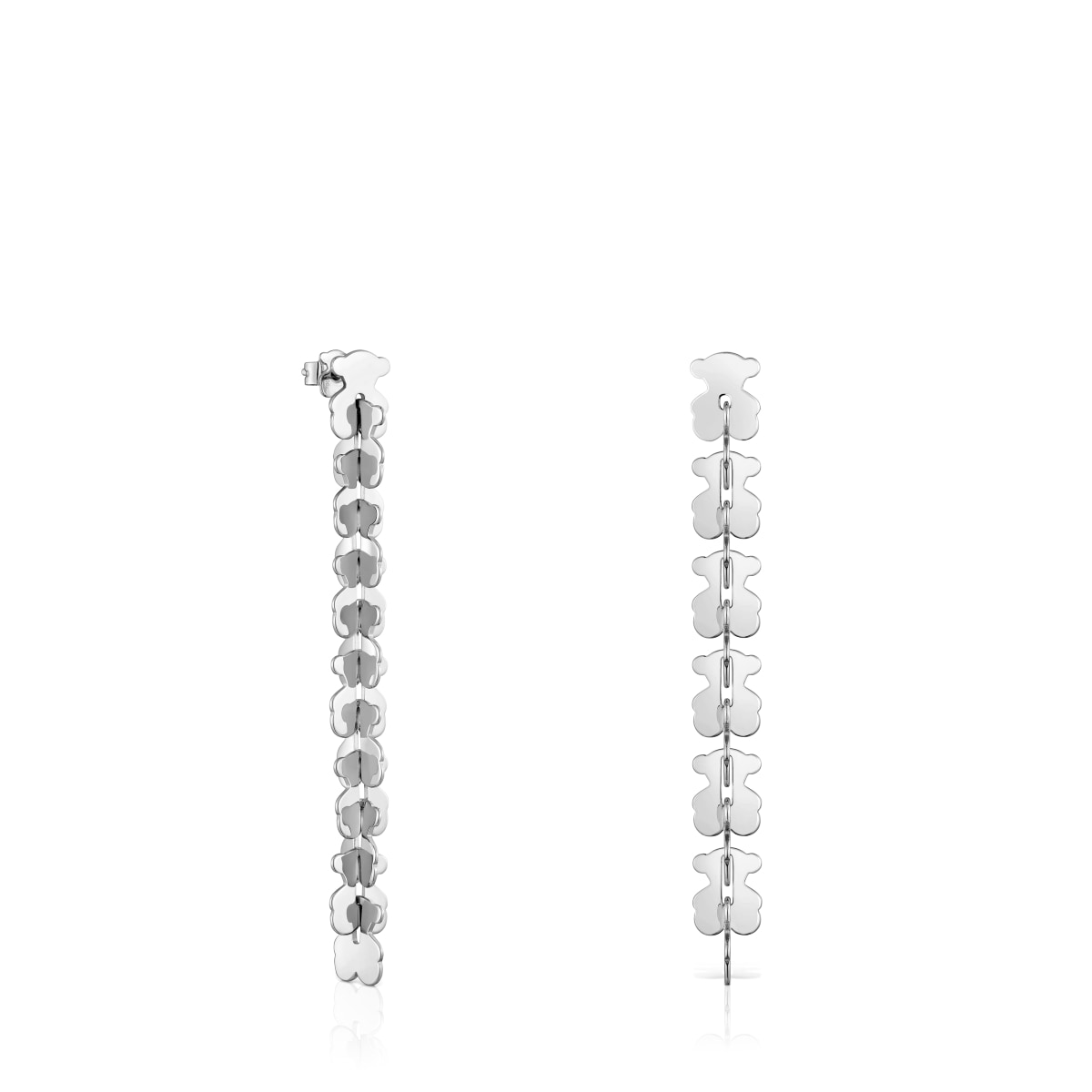 Tous - Pendientes Largos De Acero Con Motivos Oso Carrusel - Plateado