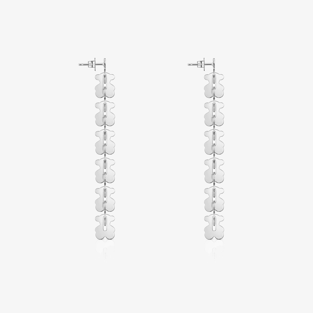 Pendientes largos de acero con motivos oso Carrusel