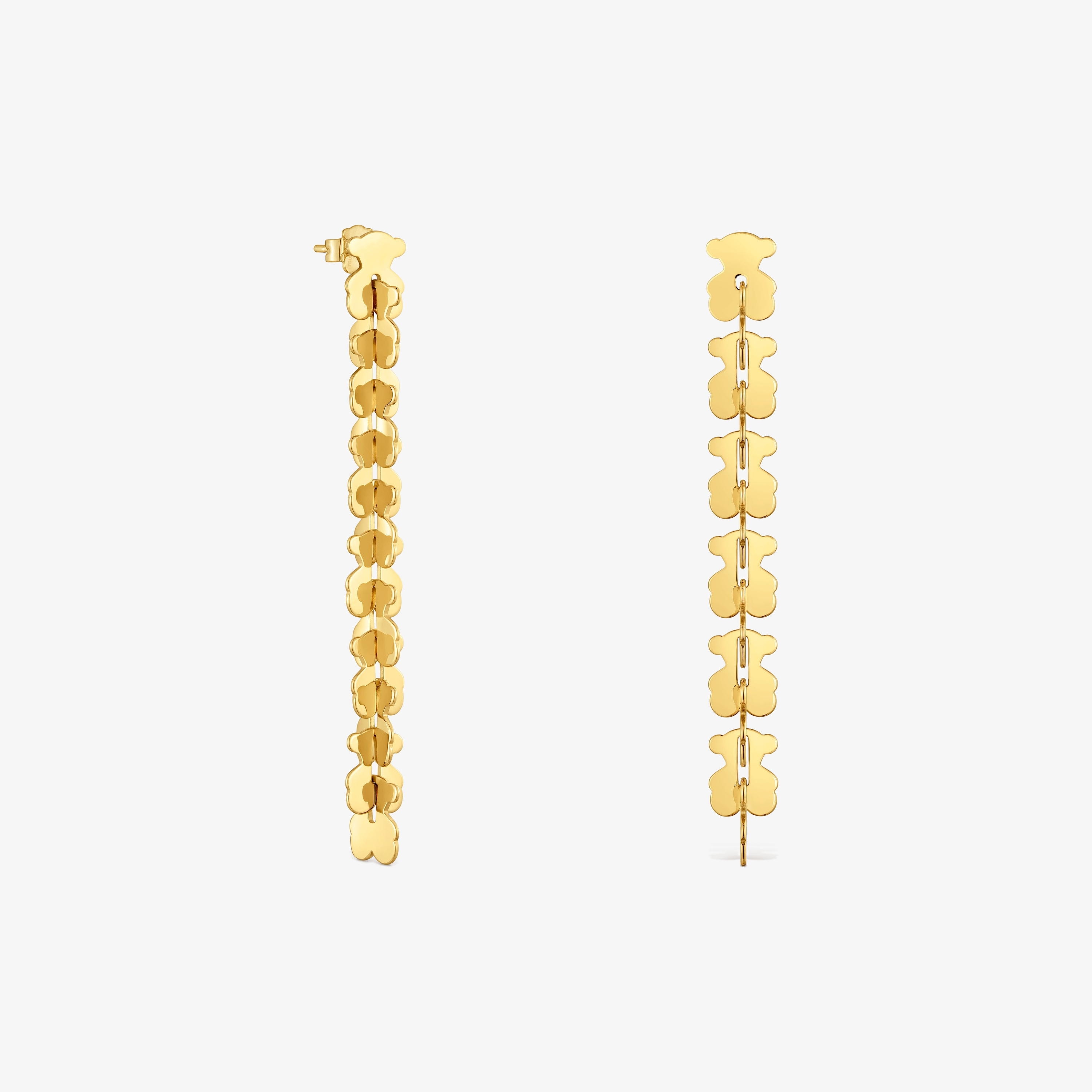 Long gold-colored steel Earrings with bear motifs TOUS Carrusel