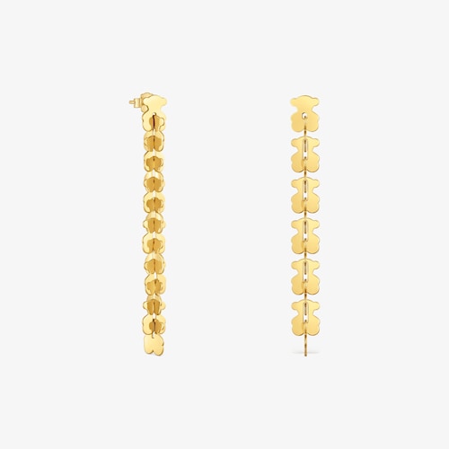 Długie stalowe Kolczyki w kolorze złotym z motywami misia TOUS Carrusel