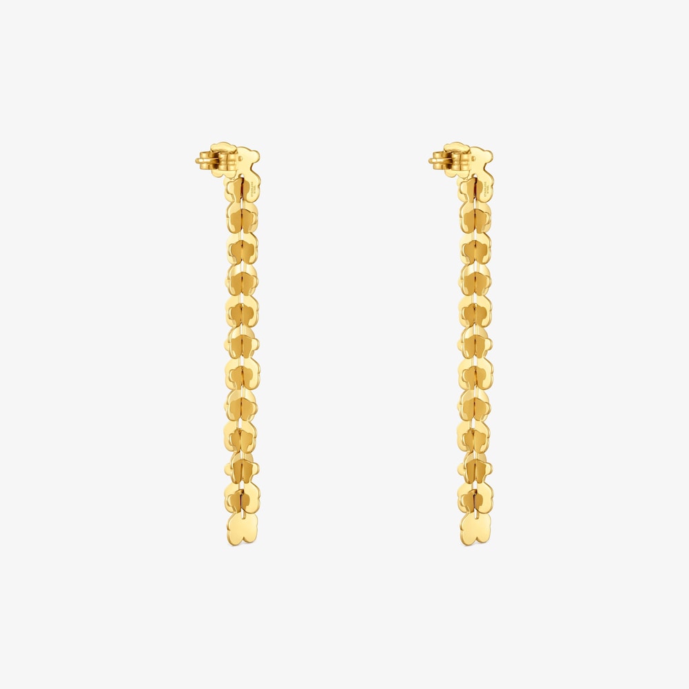 Pendientes largos de acero en color dorado con motivos oso Carrusel