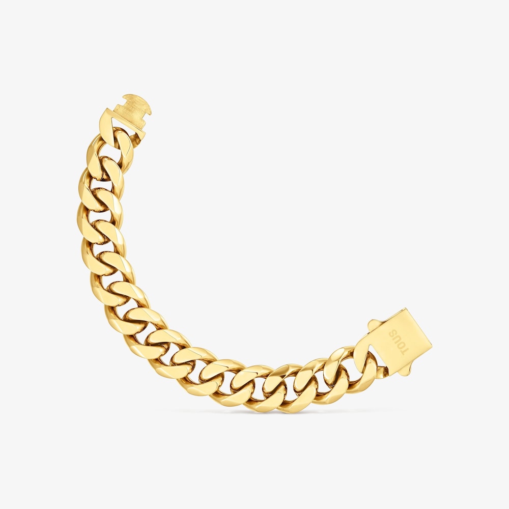 Řet&iacute;zkov&yacute; N&aacute;ramek s&nbsp;ploch&yacute;mi čl&aacute;nky z&nbsp;oceli ve zlat&eacute; barvě TOUS Basics