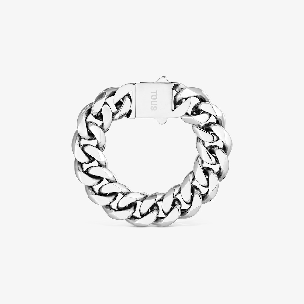 Ocelov&yacute; řet&iacute;zkov&yacute; N&aacute;ramek s&nbsp;ploch&yacute;mi čl&aacute;nky TOUS Basics