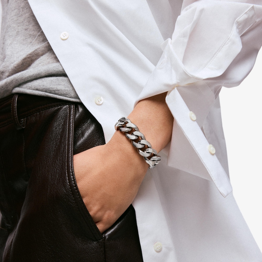 Ocelov&yacute; řet&iacute;zkov&yacute; N&aacute;ramek s&nbsp;ploch&yacute;mi čl&aacute;nky TOUS Basics