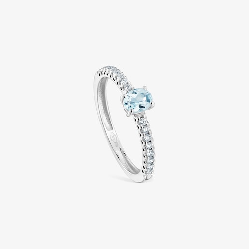Ring aus 9&nbsp;kt Wei&szlig;gold mit Diamanten und Aquamarin TOUS Les Classiques