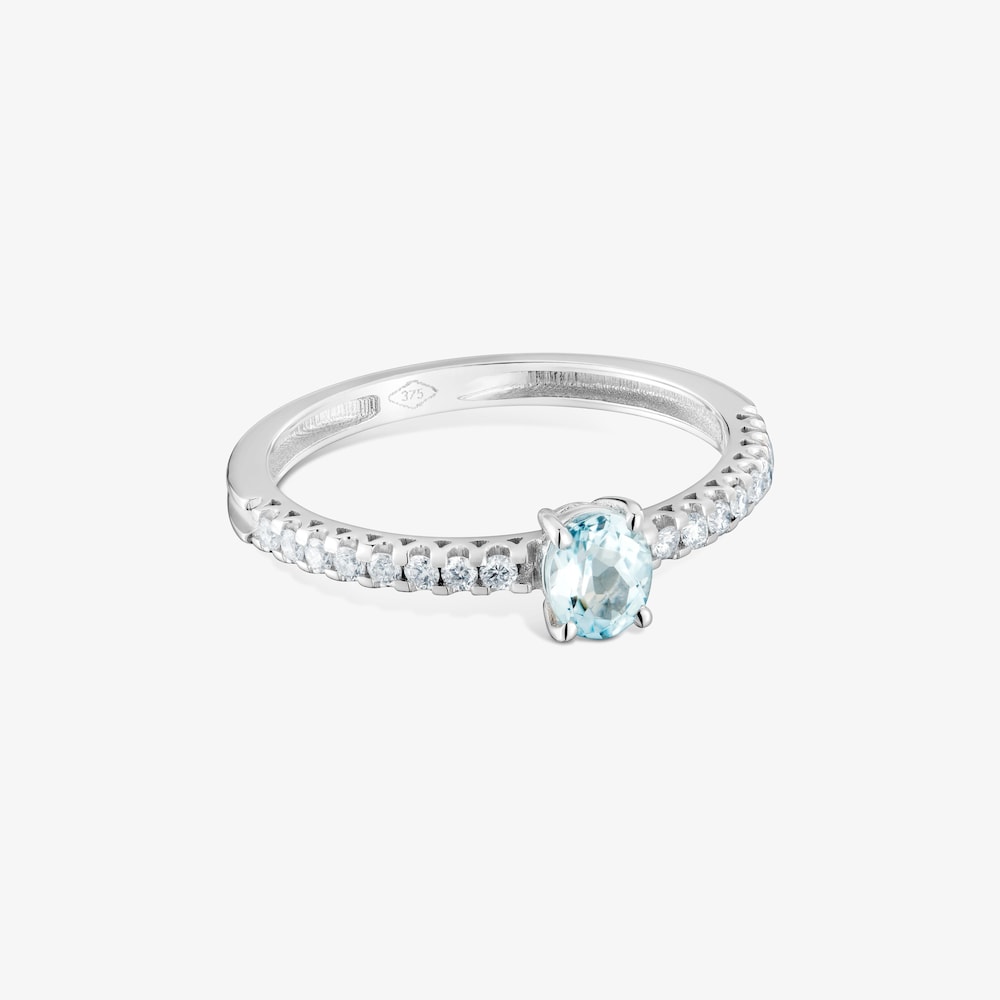 Ring aus 9&nbsp;kt Wei&szlig;gold mit Diamanten und Aquamarin TOUS Les Classiques