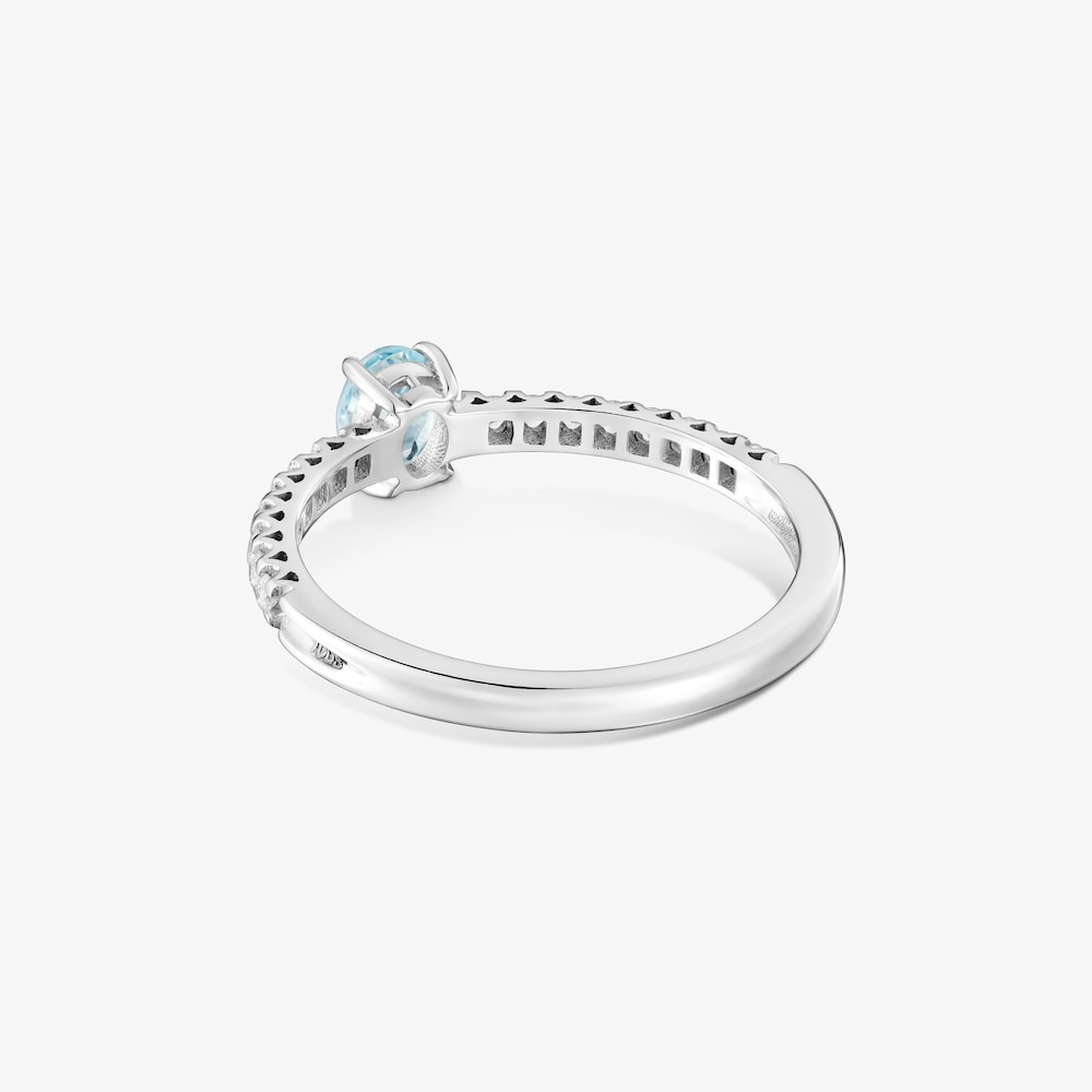 Ring aus 9&nbsp;kt Wei&szlig;gold mit Diamanten und Aquamarin TOUS Les Classiques