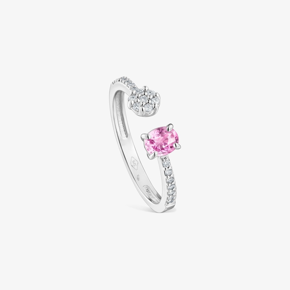 Offener Ring aus 9&nbsp;kt Wei&szlig;gold mit Diamanten und rosa Saphir TOUS Les Classiques