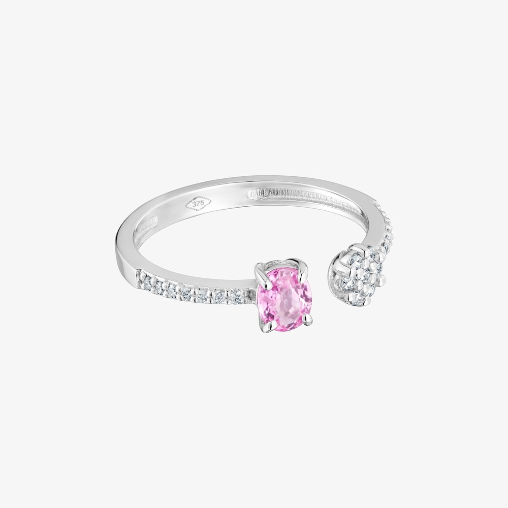 Offener Ring aus 9&nbsp;kt Wei&szlig;gold mit Diamanten und rosa Saphir TOUS Les Classiques