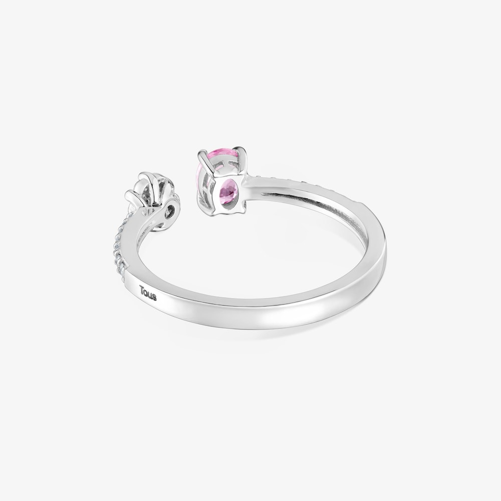 Offener Ring aus 9&nbsp;kt Wei&szlig;gold mit Diamanten und rosa Saphir TOUS Les Classiques