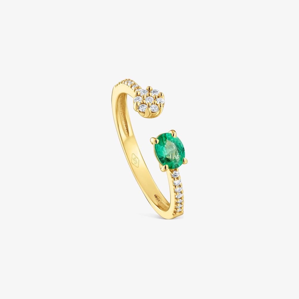 Offener Ring aus 9&nbsp;kt Gold mit Diamanten und Smaragd TOUS Les Classiques