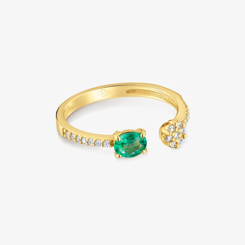 Offener Ring aus 9&nbsp;kt Gold mit Diamanten und Smaragd TOUS Les Classiques