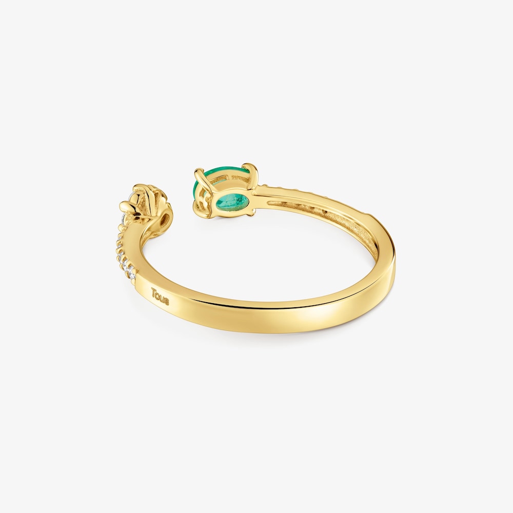 Offener Ring aus 9&nbsp;kt Gold mit Diamanten und Smaragd TOUS Les Classiques