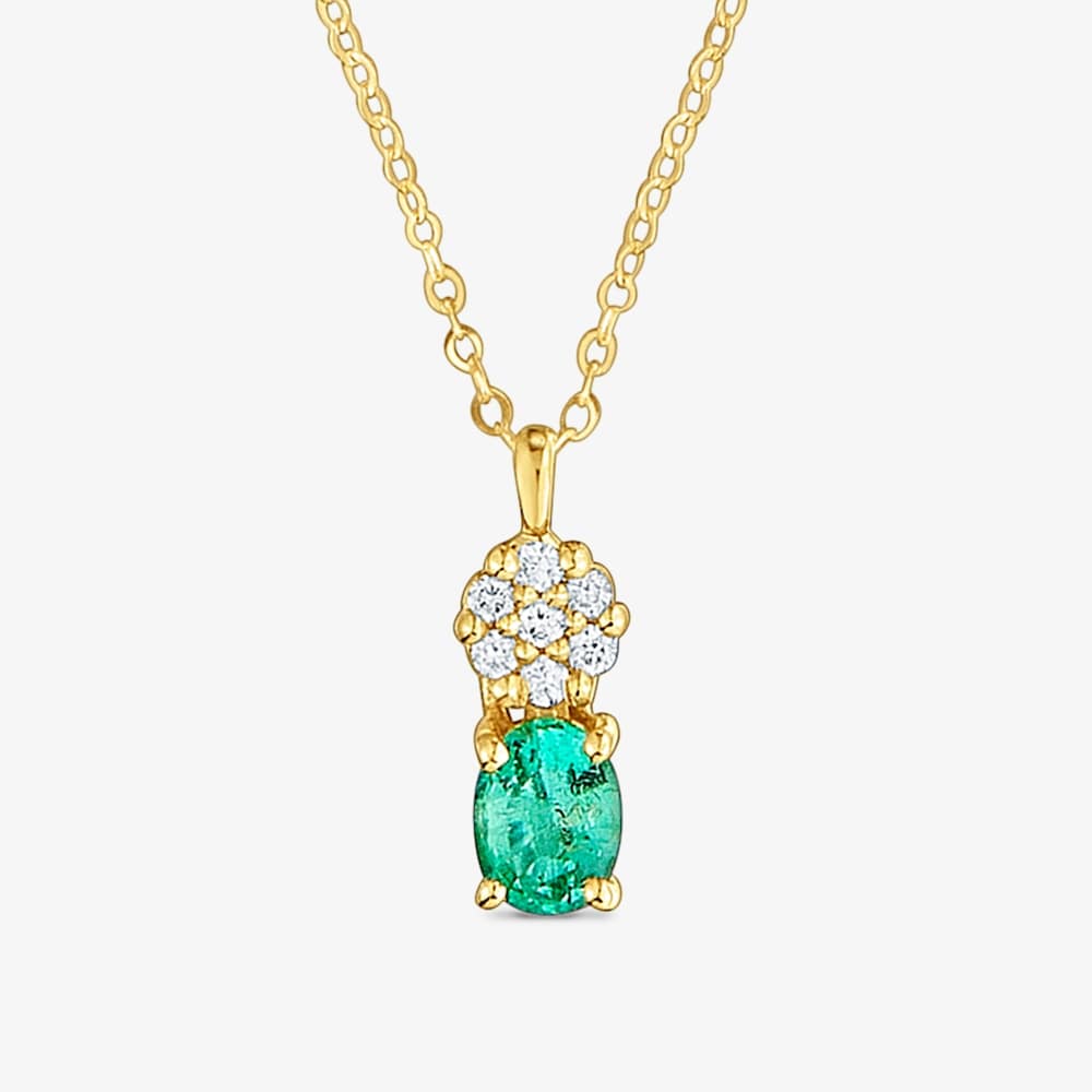 Collar de oro 9 kt, diamantes y esmeralda Les Classiques