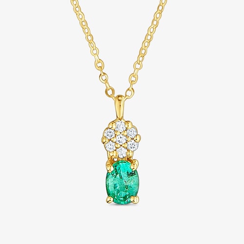 Collar de oro 9 kt, diamantes y esmeralda Les Classiques