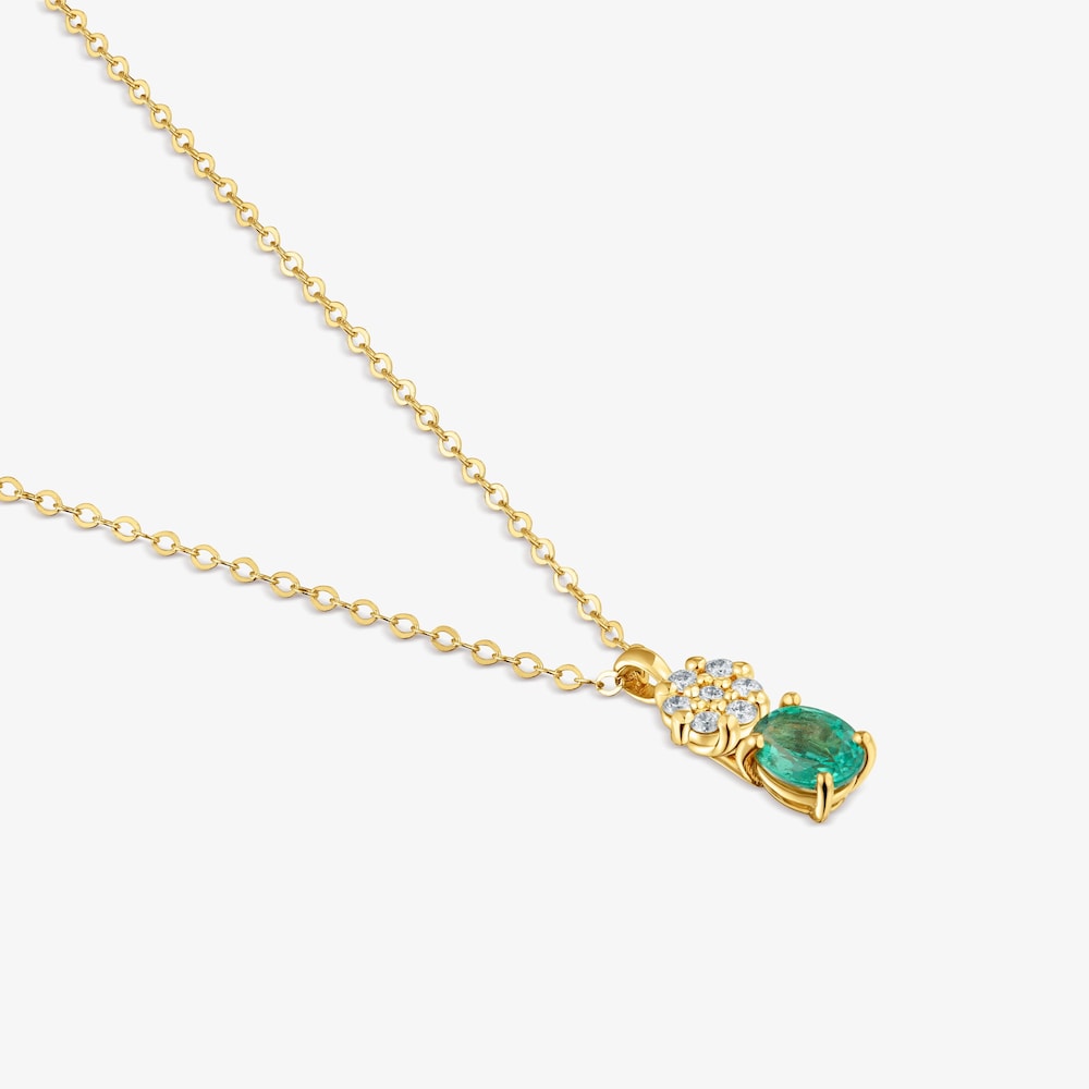 Collar de oro 9 kt, diamantes y esmeralda Les Classiques