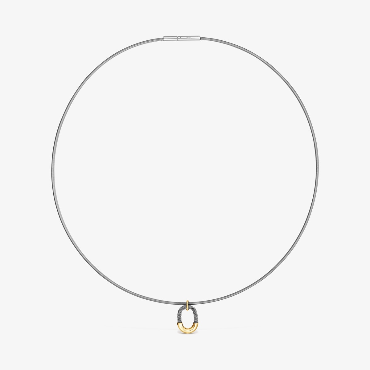 Collar De Acero Y Oro 14 Kt Unlock