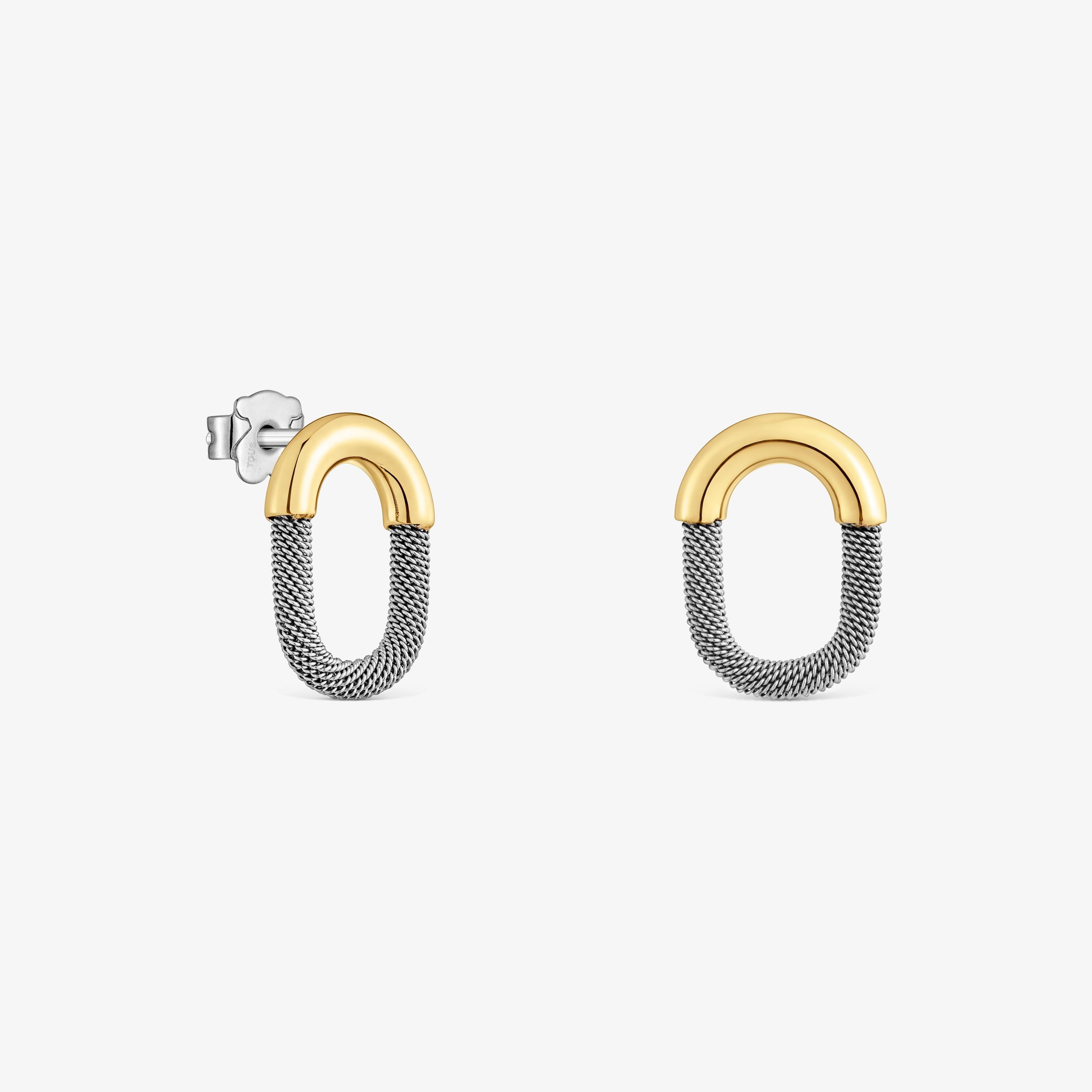 Steel and 14K solid gold Earrings TOUS Unlock