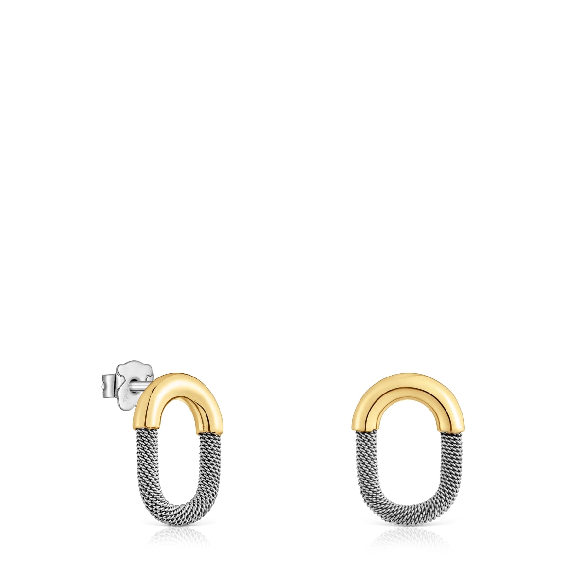 Tous - Pendientes De Acero Y Oro 14 Kt Tous Unlock - Bicolor
