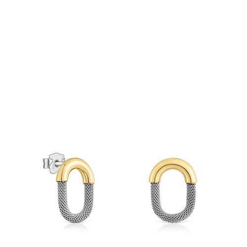 Pendientes de acero y oro 14 kt TOUS Unlock