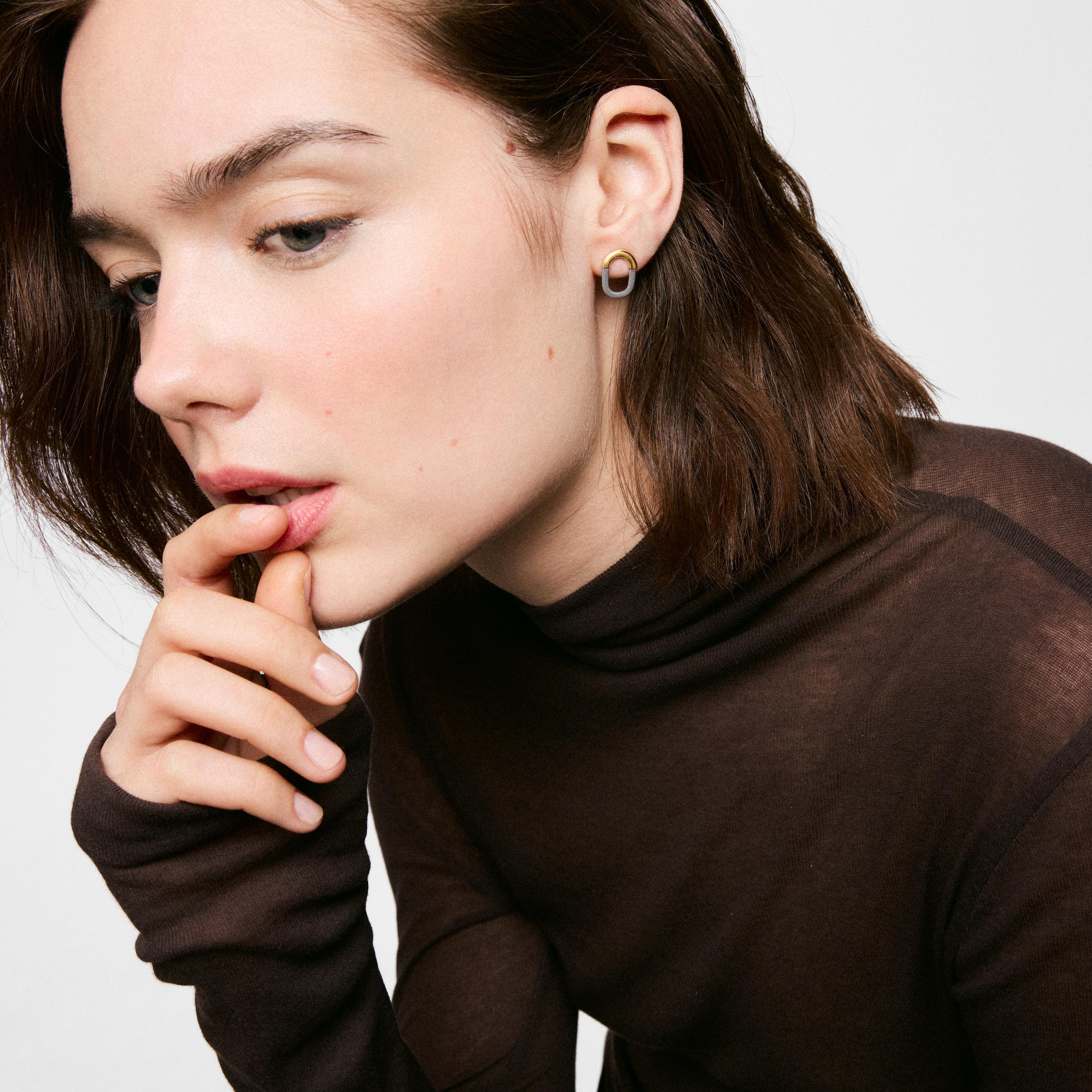 Steel and 14K solid gold Earrings TOUS Unlock