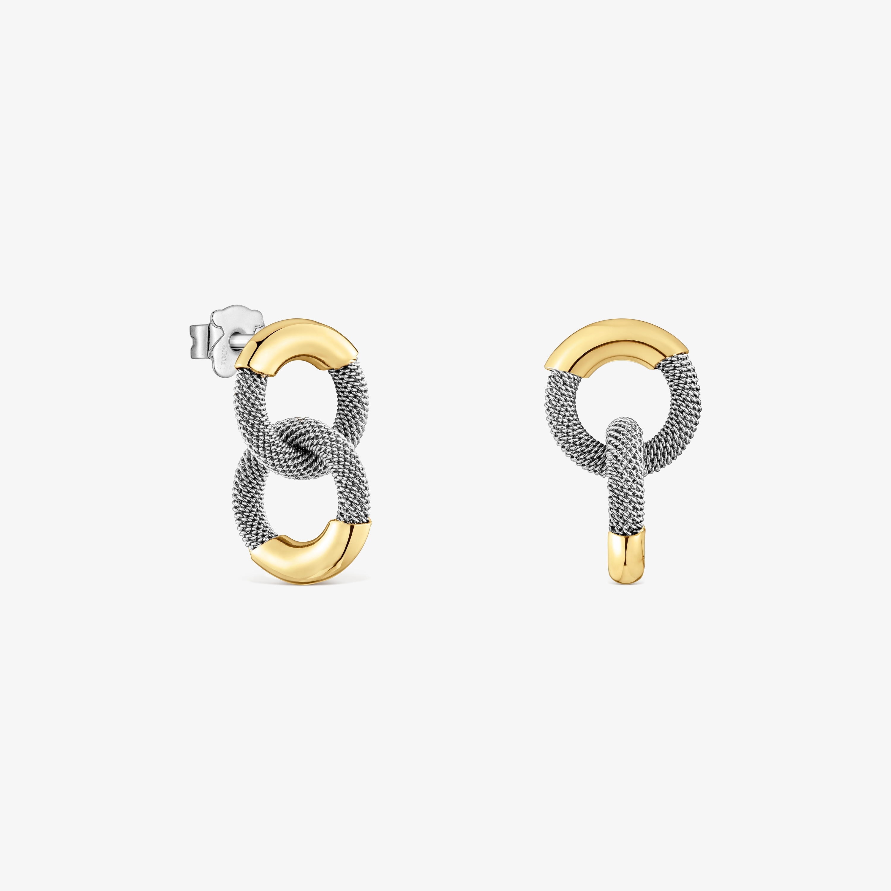Short steel and 14K solid gold Earrings TOUS Unlock